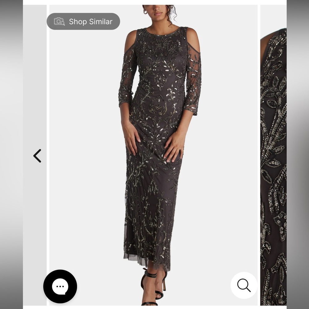 Pisarro nights cold shoulder maxi dress charcoal NWT 6P